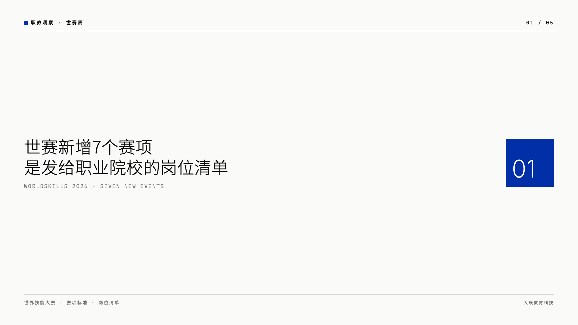 9月世赛新增7个赛项,其实是给职业院校发的岗位清单